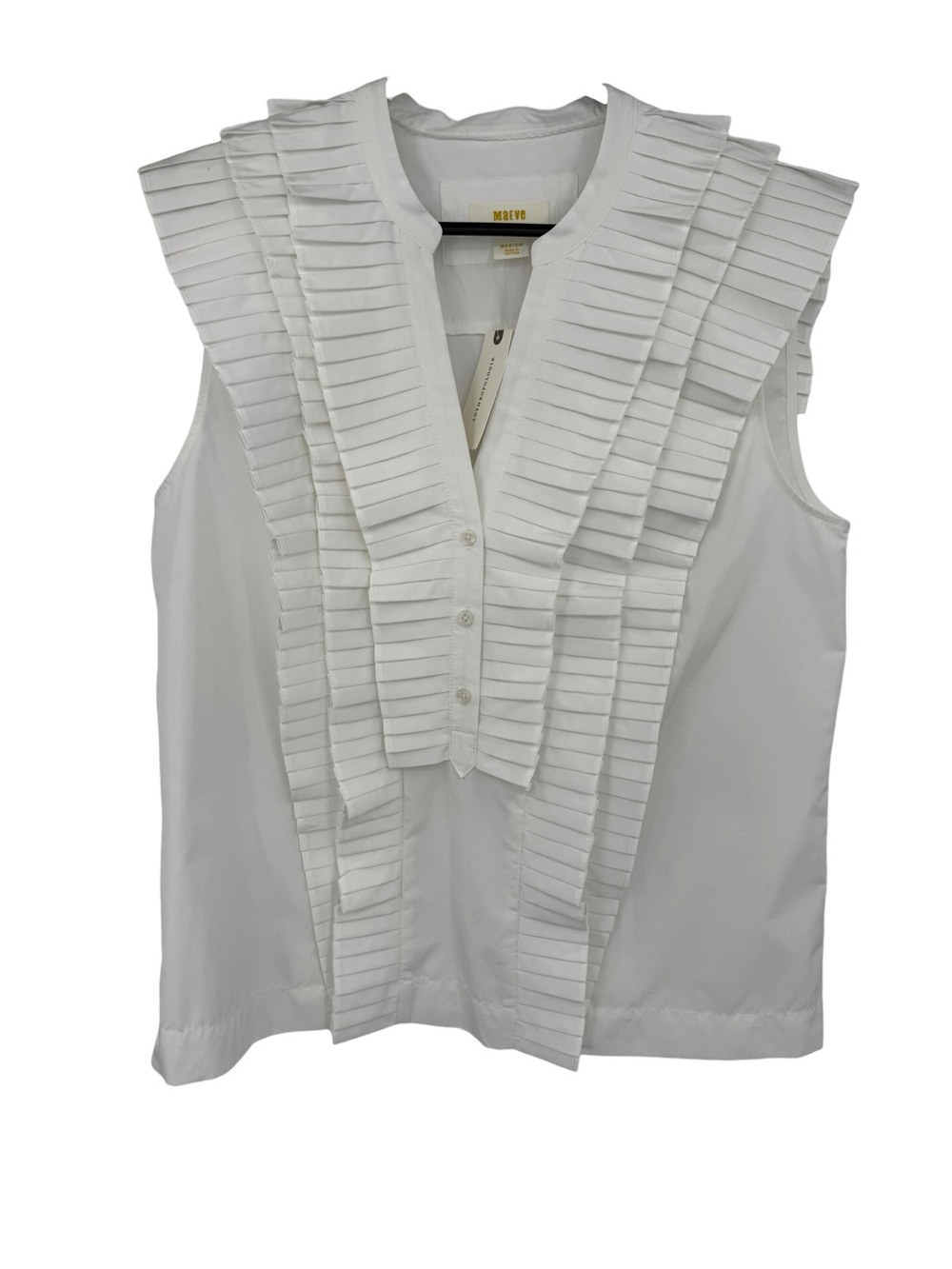 Anthropologie Maeve White Pleated Sleeveless Blouse M - Picture 5 of 6